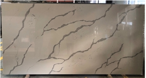 Deep Grey Veins Calacatta Quartz Slabs