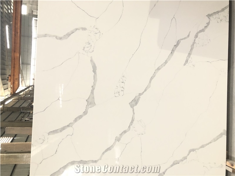 Ivory White Calacatta Laza Quartz Slabs