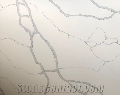 New Semi White Calacatta Quartz Slabs