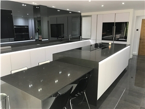 Pure Black Quartz Stone Countertop