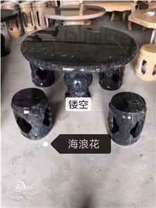 Antique Polish Stone Garden Table Set Round Chairs