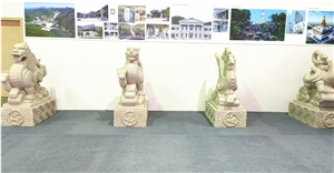 Four Sacred Animal Beasts Stone Sculpture Carving
