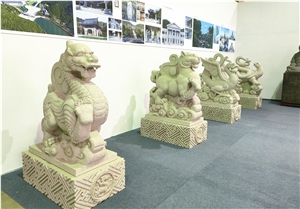 Four Sacred Animal Beasts Stone Sculpture Carving