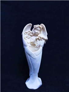 Garden White Marble Music Angel Bady Sculpture