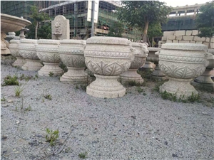 Granite Carving Flower Stand Pots Garden Planters
