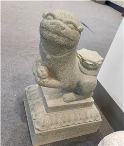 Natural Stone Temple Guardian Lions Sculpture