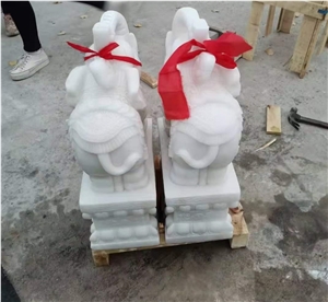 Pure White Marble Elephant Sculpture Animal Statue