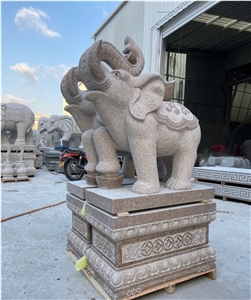 Red Granite Elephant Garden Statues Landscape