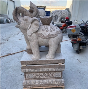 Red Granite Elephant Garden Statues Landscape
