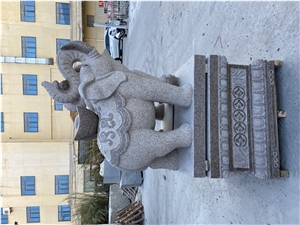 Red Granite Elephant Garden Statues Landscape