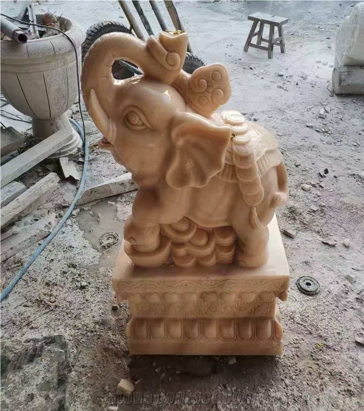 Red Granite Garden Temple Animal Statues 1m