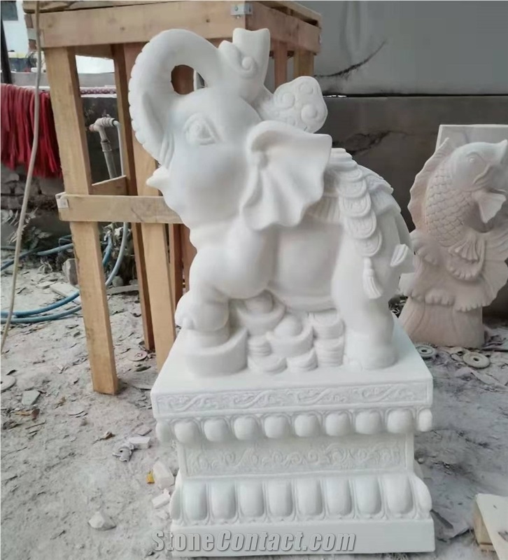 Red Granite Garden Temple Animal Statues 1m