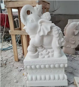 Red Granite Garden Temple Animal Statues 1m