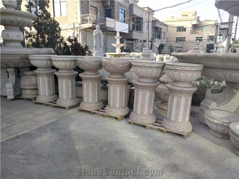 Stone Base Stand Flower Pots G682 Yellow Vases