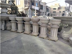 Stone Base Stand Flower Pots G682 Yellow Vases