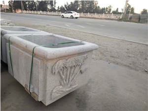 Stone Relief Carving Flower Planter Cube Plant Pot