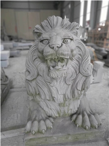 Street Garden Statue Natural Stone Lion Sculpture