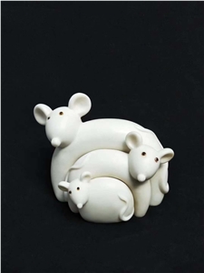 White Marble Animal Abstract Sculpture Decoration