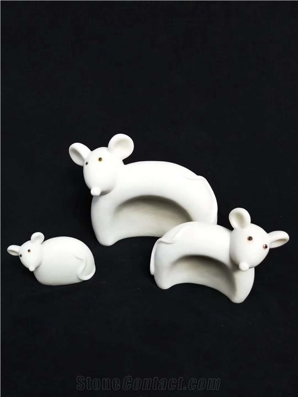 White Marble Animal Abstract Sculpture Decoration