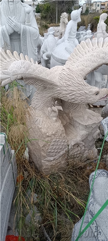 Yellow Granite Street Animal Eagle Art Sculpture