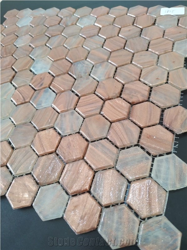 Beige Color Glass Mosaic for Kitchen Wall Tile