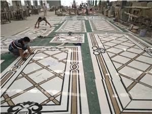 Beige Marble Stone Floor Waterjet Medallion Tiles