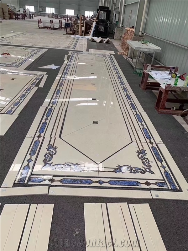 Beige Marble Stone Floor Waterjet Medallion Tiles