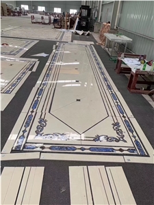 Beige Marble Stone Floor Waterjet Medallion Tiles