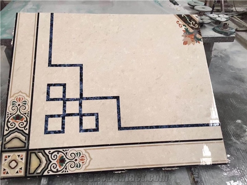 Beige Marble Stone Floor Waterjet Medallion Tiles