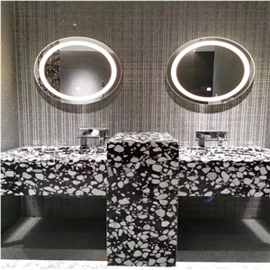 Black Terrazzo for Bathroom Countertop