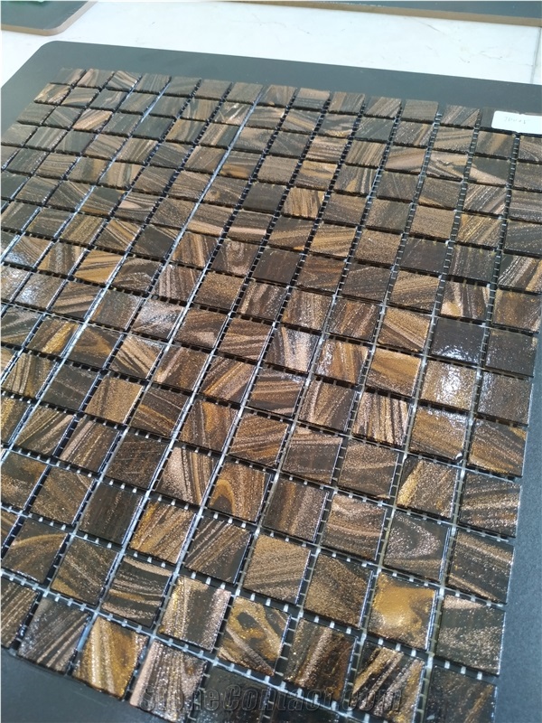 Brown Color Glass Mosaic Tile for Kitchen Wall