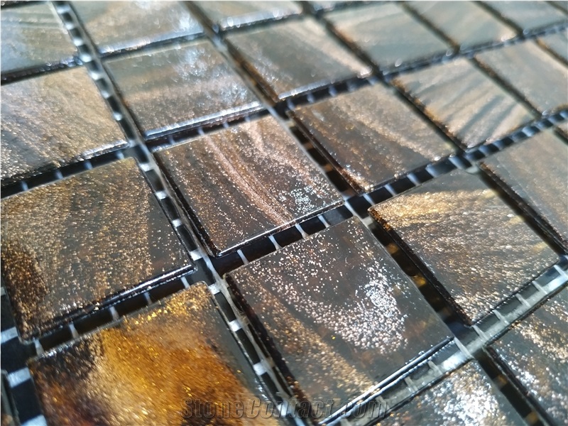 Brown Color Glass Mosaic Tile for Kitchen Wall