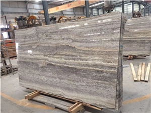 Brown River Travertine Slab for Project