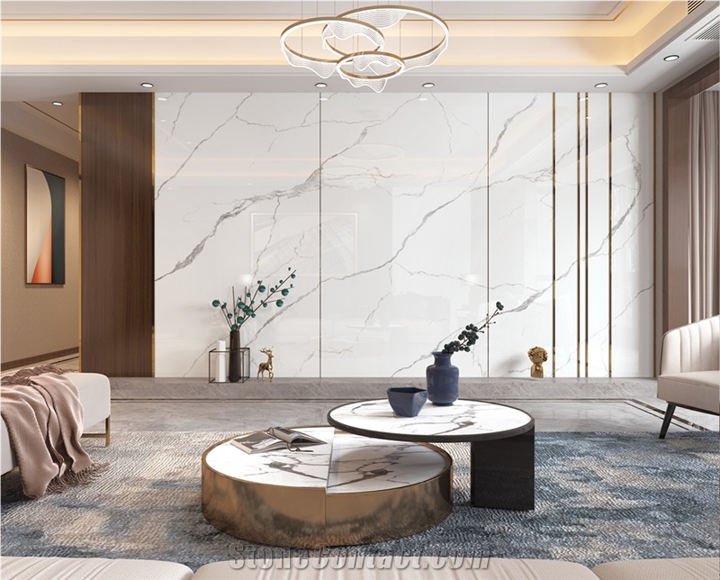 Cheap White Calacatta Quartz Slab Artificial Stone