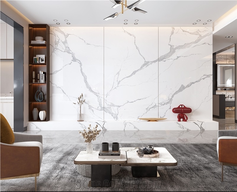 Cheap White Calacatta Quartz Slab Artificial Stone