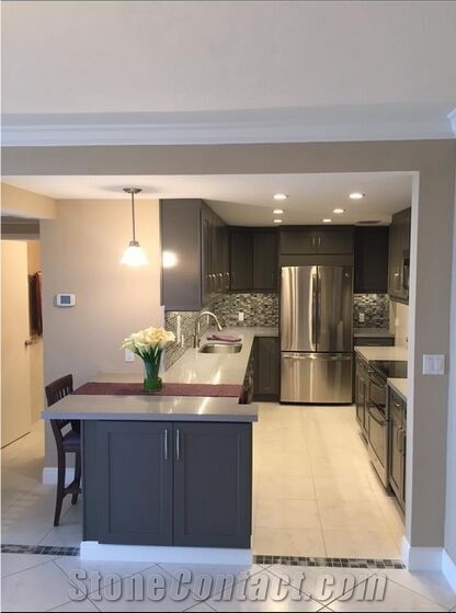 Light Grey Artificial Quartz Stone for Wall Tile