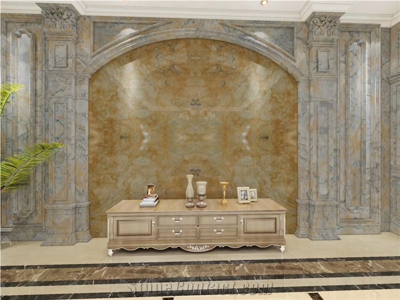Lightning Gold Marble Slab for Flooring Tiles