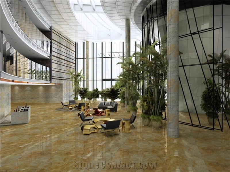 Lightning Gold Marble Slab for Flooring Tiles