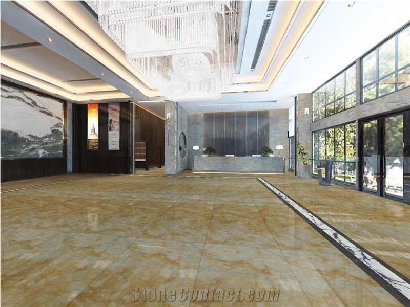 Lightning Gold Marble Slab for Flooring Tiles