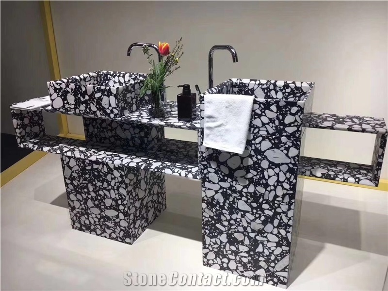 Nice Black Terrazzo Tile for Kitchen Wall