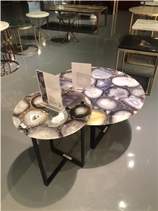 Semiprecious Stone Round Table Tops