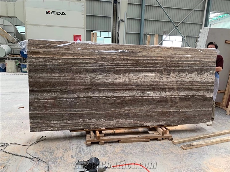 Silver Grey Travertine Slab for Exterior Project