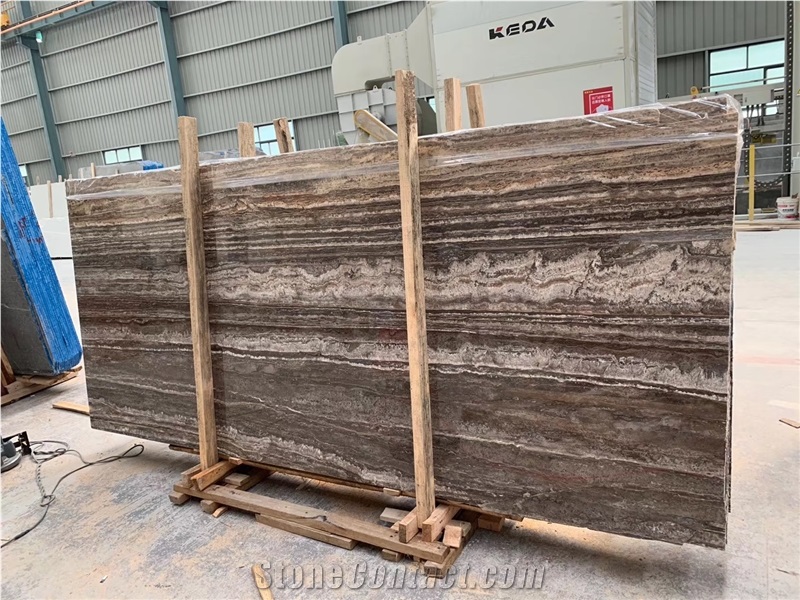 Silver Grey Travertine Slab for Exterior Project