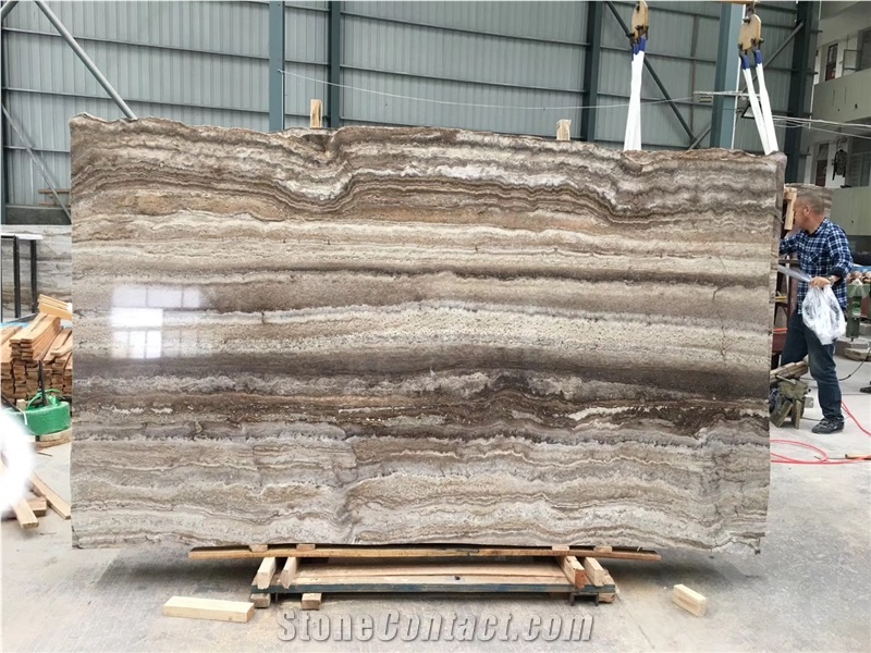 Silver Grey Travertine Slab for Exterior Project