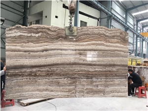 Silver Grey Travertine Slab for Exterior Project
