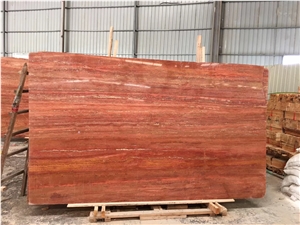 Soltan Red Travertine Slab for Bathroom Tiles