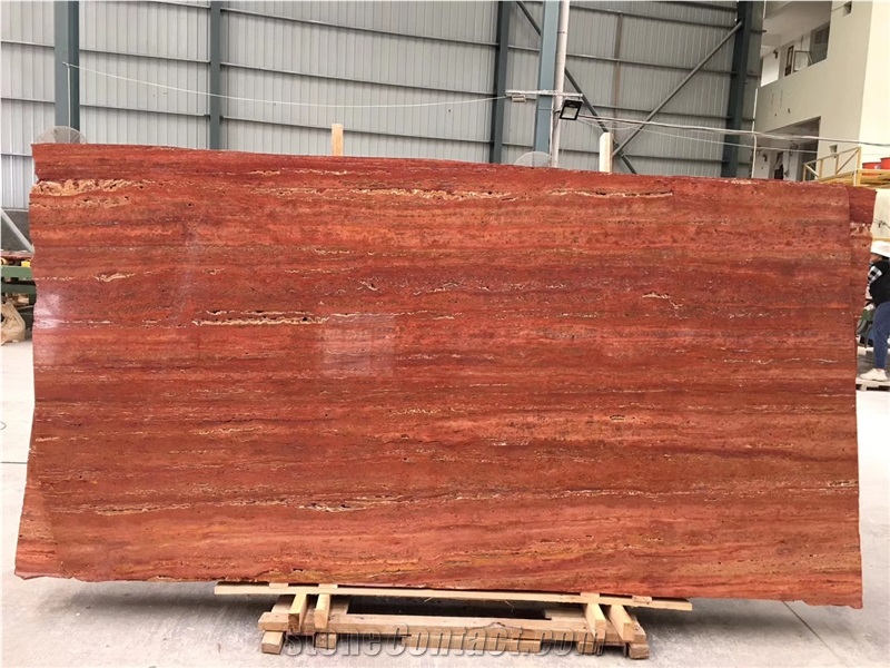 Soltan Red Travertine Slab for Bathroom Tiles