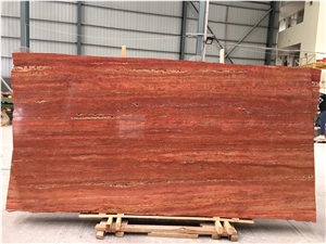 Soltan Red Travertine Slab for Bathroom Tiles