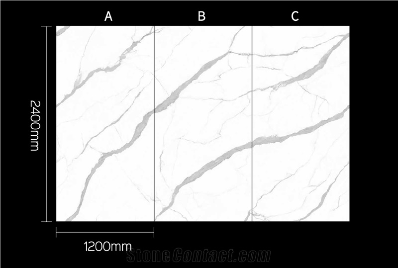 White Calacatta Quartz Slab Artificial Stone