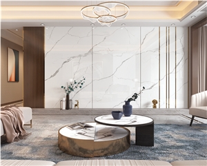 White Calacatta Quartz Slab Artificial Stone